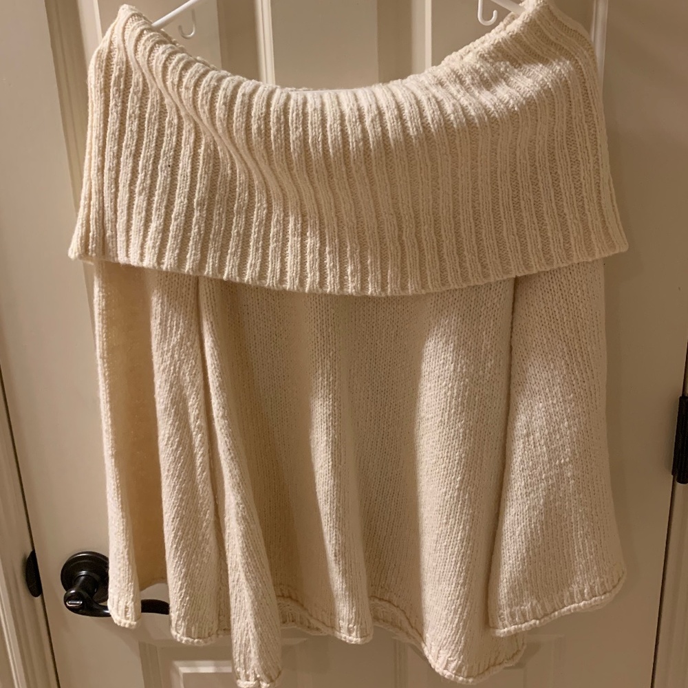 Cream Hem & Thread off the shoulder Sweater